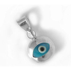 Amuleto Plata Ojo Turco 2 Caras 1.1 cm