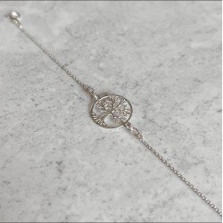 Pulsera Plata Arbol de la Vida - ajustable 16 a 19 cm