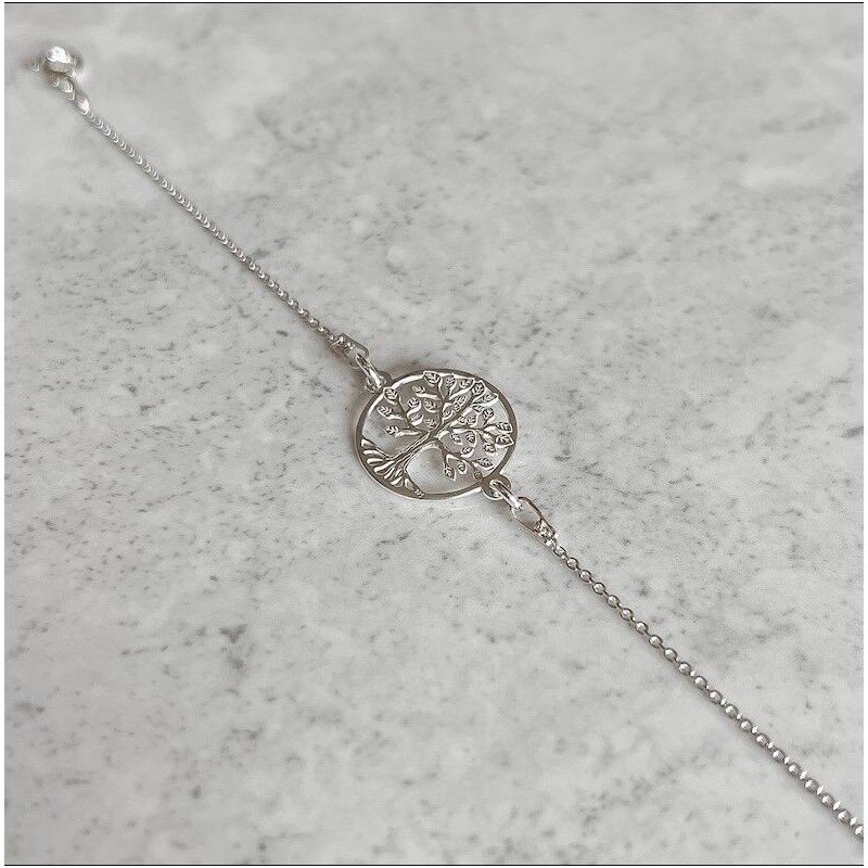 Pulsera Plata Arbol de la Vida - ajustable 16 a 19 cm