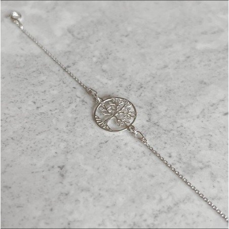 Pulsera Plata Arbol de la Vida - ajustable 16 a 19 cm