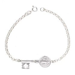 Amuleto Plata Pulsera Llave San Benito 17-20 cm Ajustable