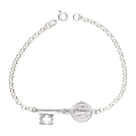 Amuleto Plata Pulsera Llave San Benito 17-20 cm Ajustable