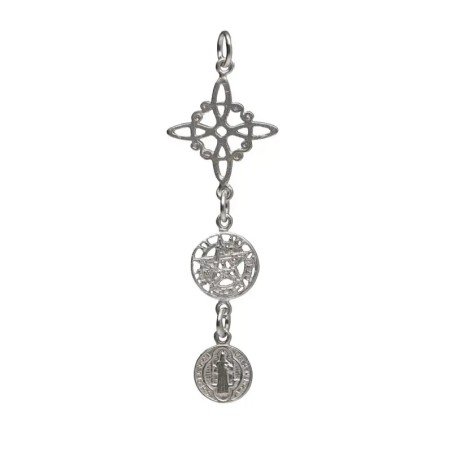 Amuleto Plata Triple Protección Nudo Brujas, Tetragramatón
