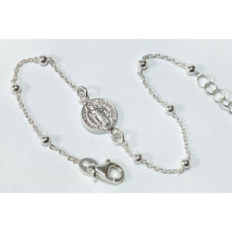 Pulsera Plata San Benito c/ bolas 16-19 cm Ajustable