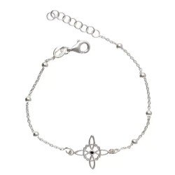 Pulsera Plata Nudo de Bruja c/ bolas 17-20 cm Ajustable