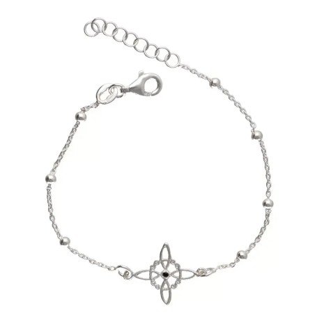Pulsera Plata Nudo de Bruja c/ bolas 17-20 cm Ajustable