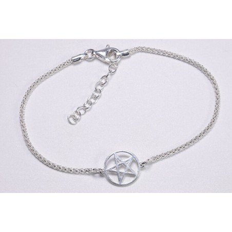 Pulsera Plata Pentagrama Celta Cola de Ratón 16-19 cm
