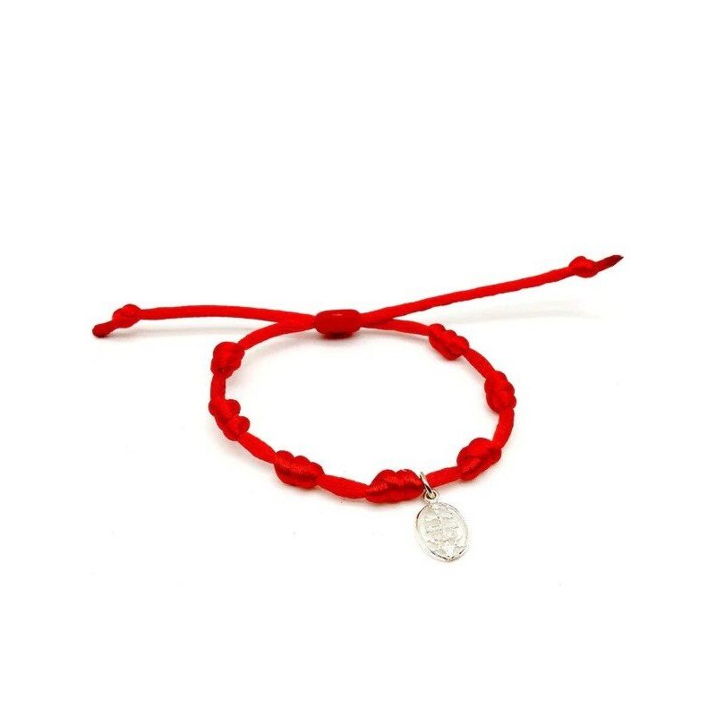 Pulsera Hilo Rojo 7 Nudos c/ Cruz de Caravaca (Ovalada) en