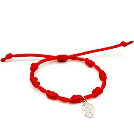 Pulsera Hilo Rojo 7 Nudos c/ Cruz de Caravaca (Ovalada) en